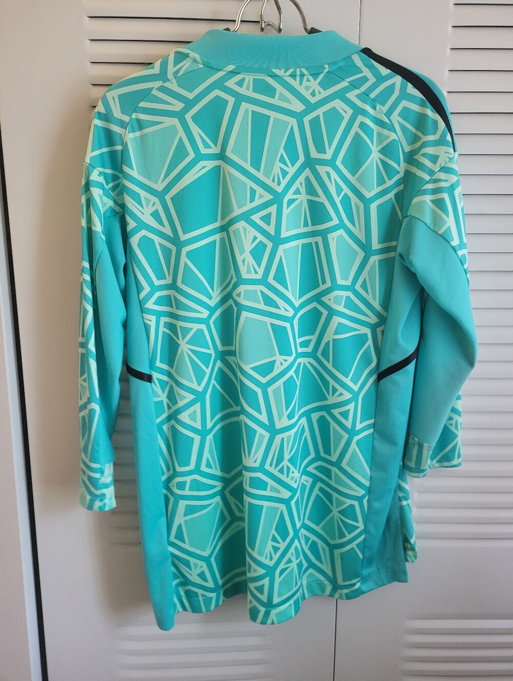adidas Teal and White Geometric Long Sleeve Goalkeeper Jersey - Picture 4 of 6